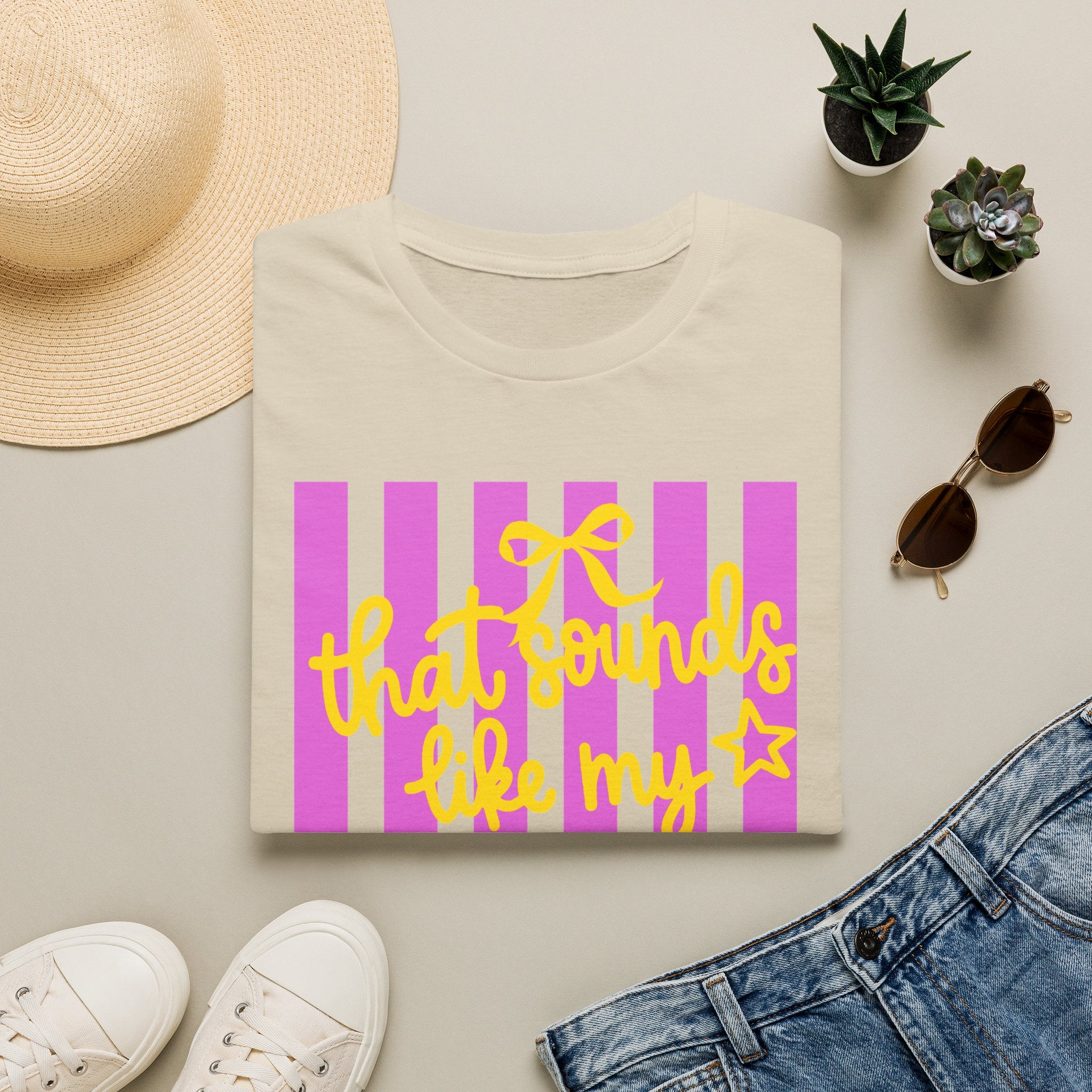 “That Sounds Like My Husband’s Ex-Girlfriend” Pink Stripe Graphic Tee