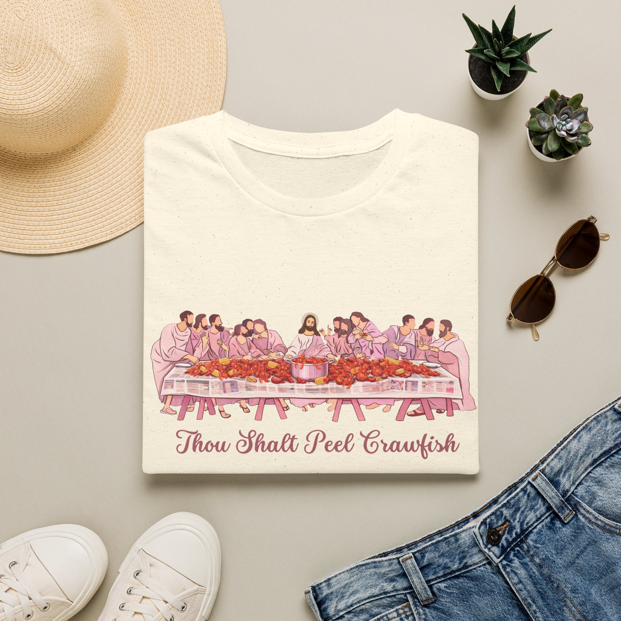 'Thou Shalt Peel Crawfish' Funny Seafood Feast Tee
