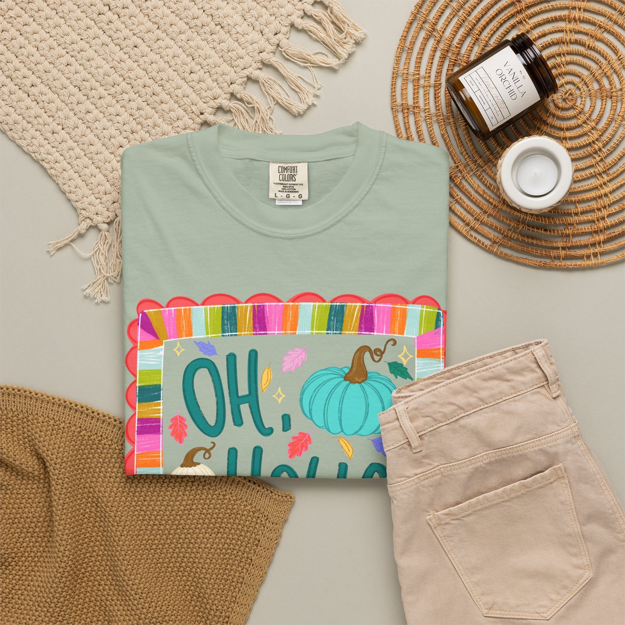 Oh, Hello Fall T-Shirt — Colorful Pumpkin Autumn Tee