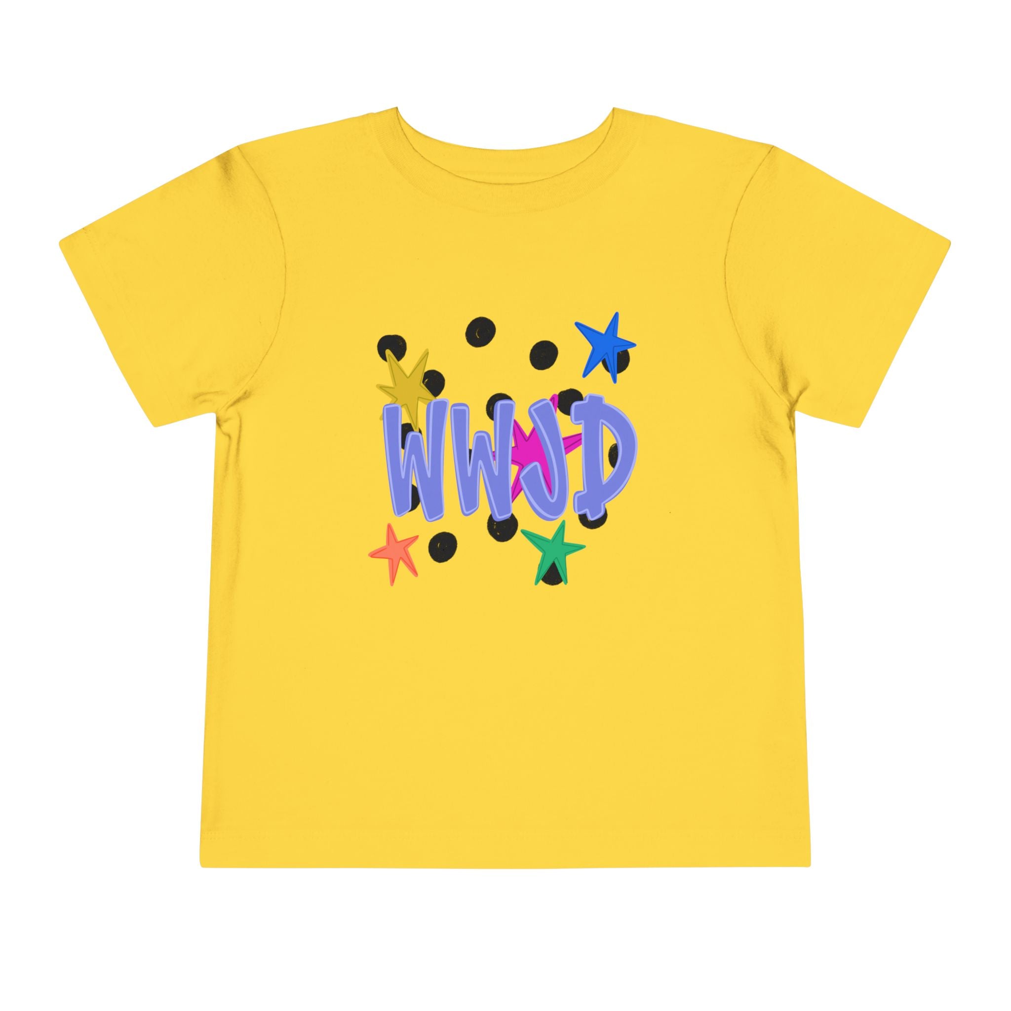 Toddler Tee — Colorful 'WWJD' Stars Graphic Kids Shirt