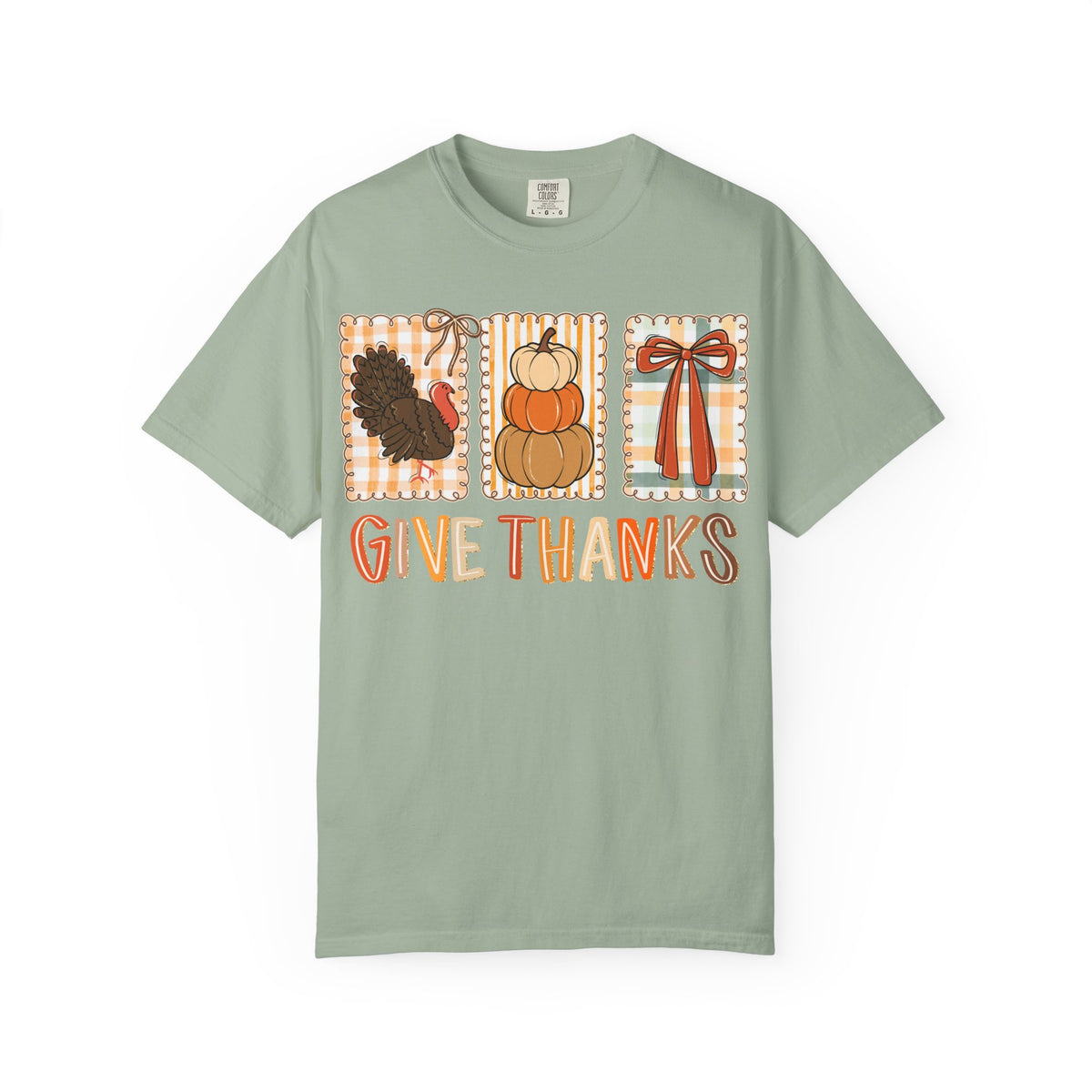 Give Thanks T-Shirt — Thanksgiving Fall Turkey Pumpkin Graphic Tee