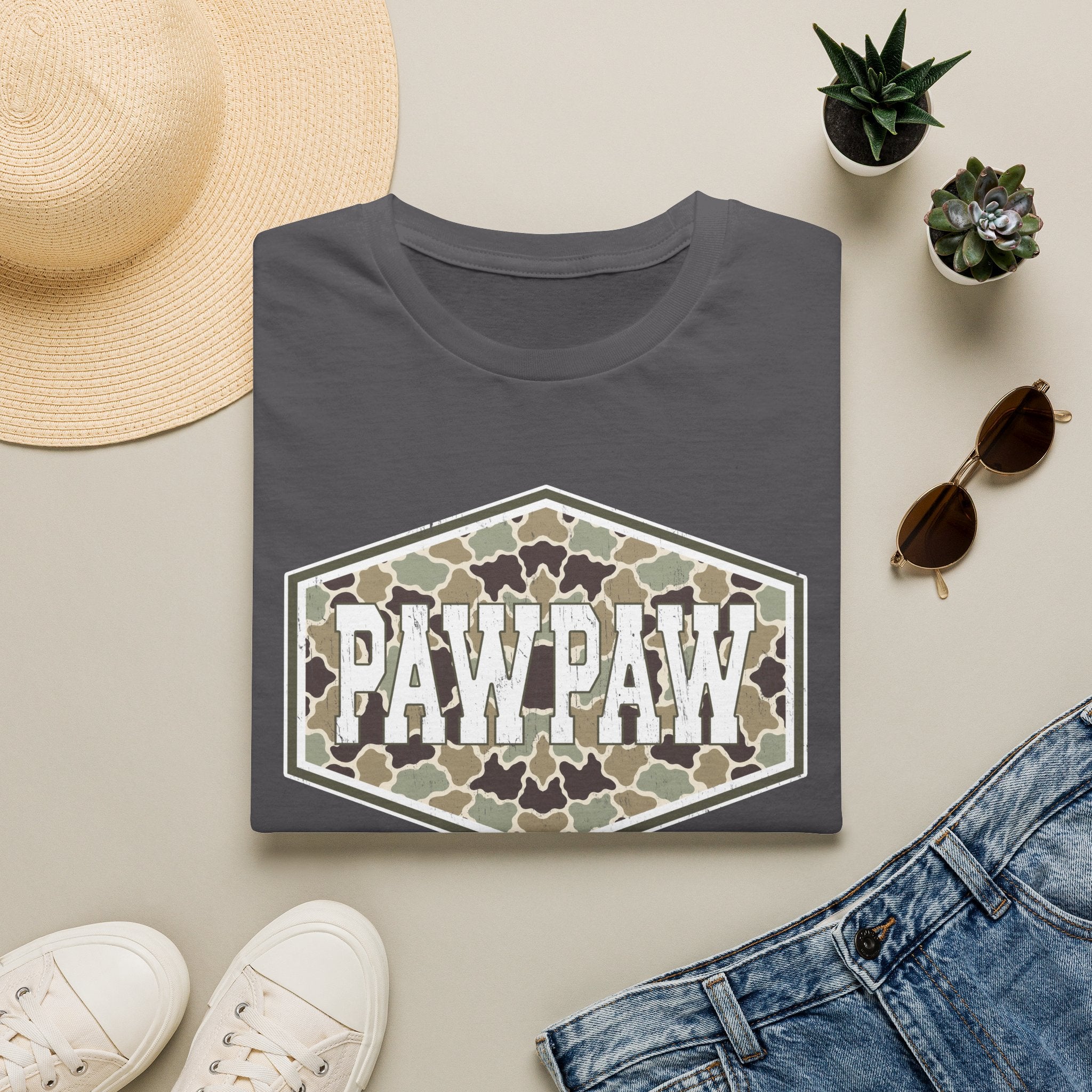 Pawpaw Camo T-Shirt – Vintage Hex Badge Tee for Grandpa