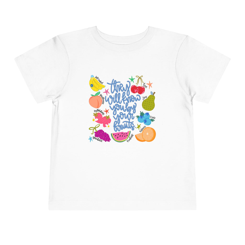 Toddler Tee - "They Will Know You by Your Fruits" Colorful Fruit Graphic
