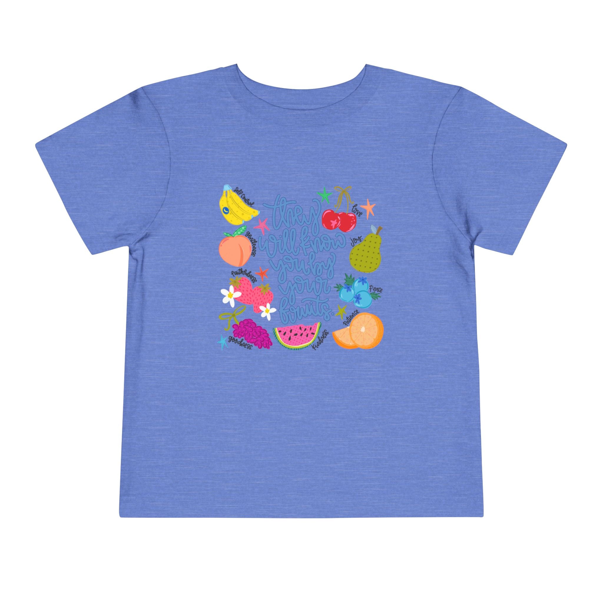 Toddler Tee - "They Will Know You by Your Fruits" Colorful Fruit Graphic