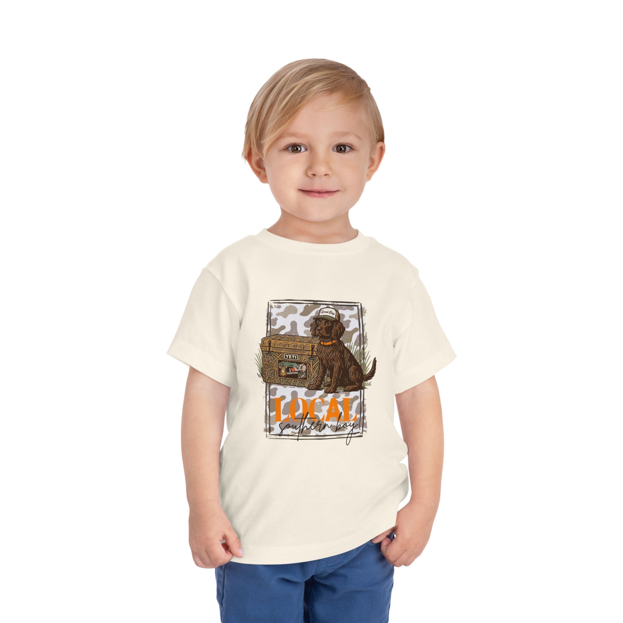 Toddler Tee — Camo Pup 'Local' Hunting Dog Graphic