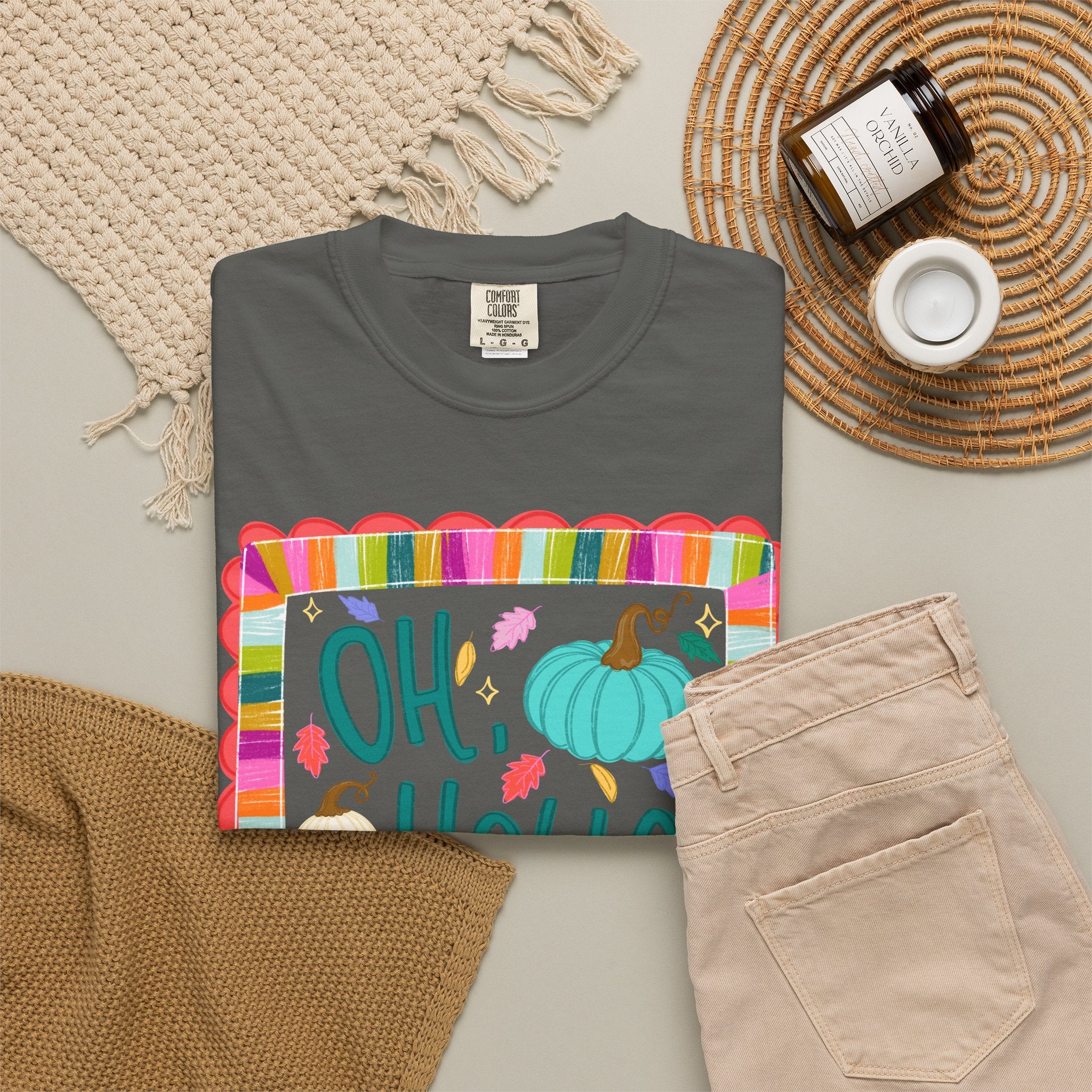 Oh, Hello Fall T-Shirt — Colorful Pumpkin Autumn Tee