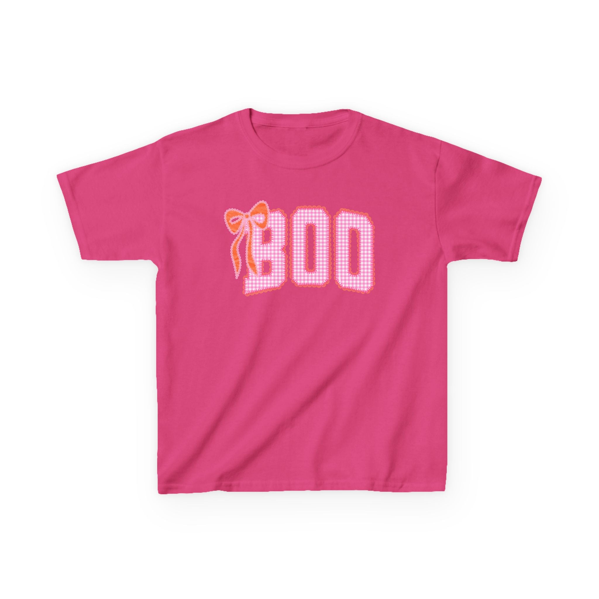 Kids Tee - Pink "BOO" Halloween Graphic with Bow