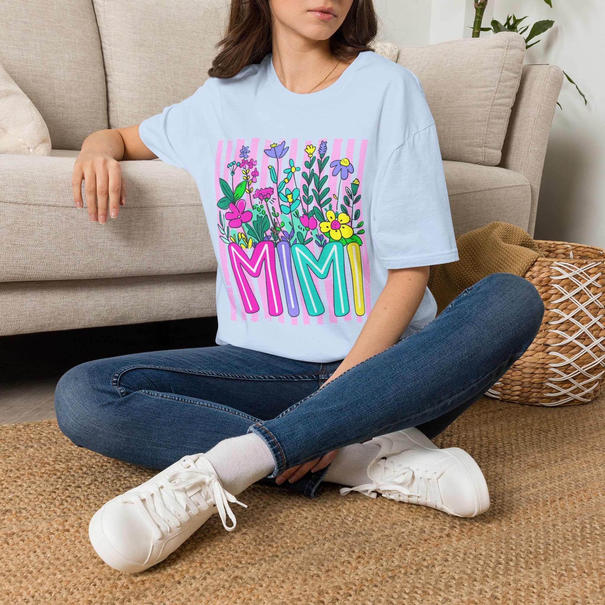 Floral Garden Tee — Colorful Wildflowers with 'M M' Lettering