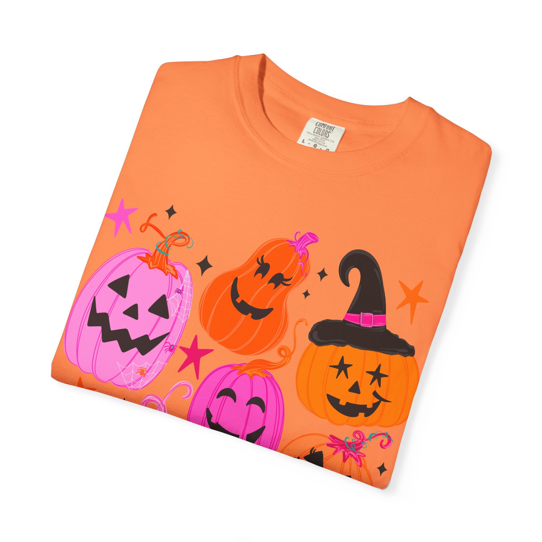 Halloween Pumpkins T-Shirt — Cute Pink & Orange Jack-O'-Lanterns