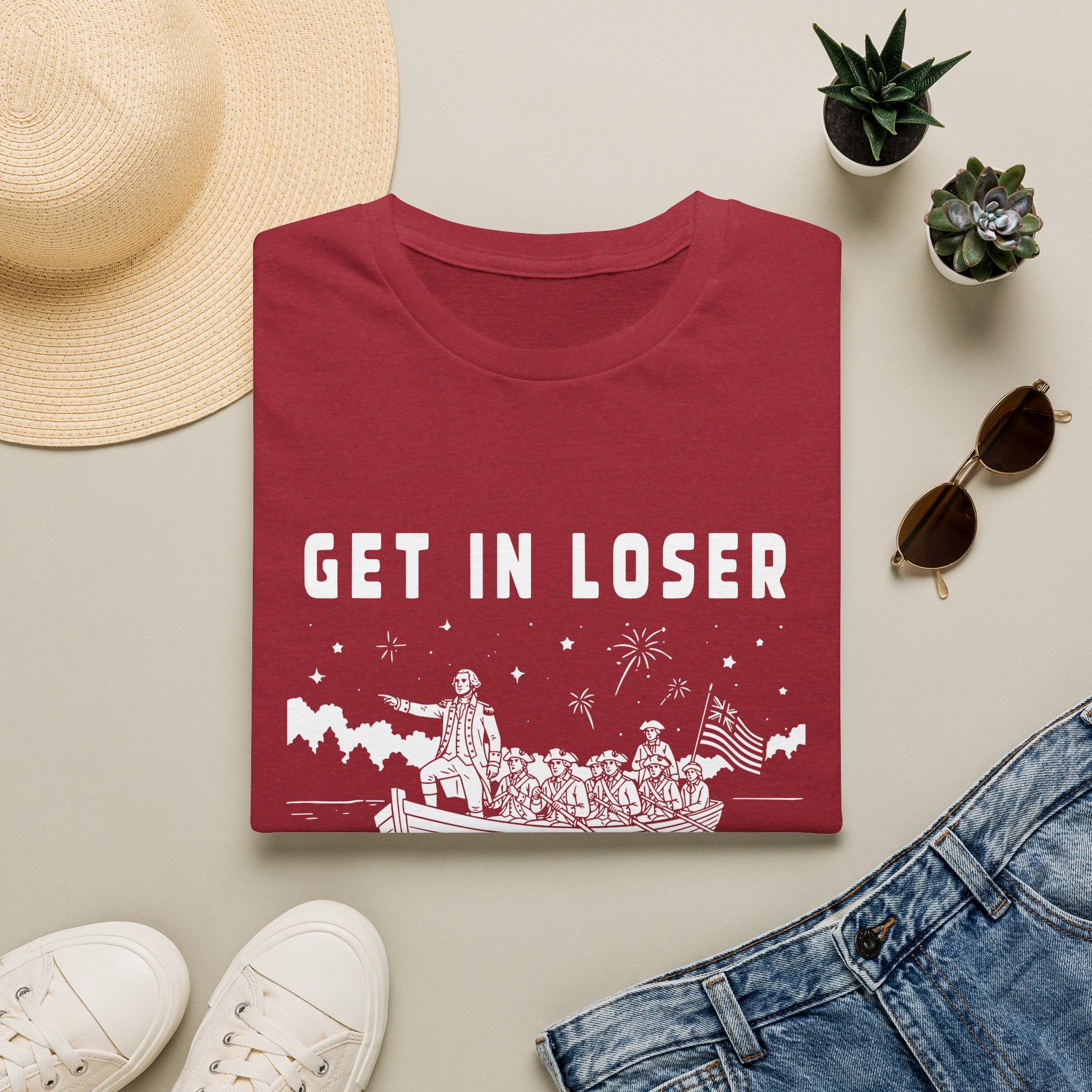 "Get In Loser, We're Crossing The Delaware" Patriotic Historical Graphic
