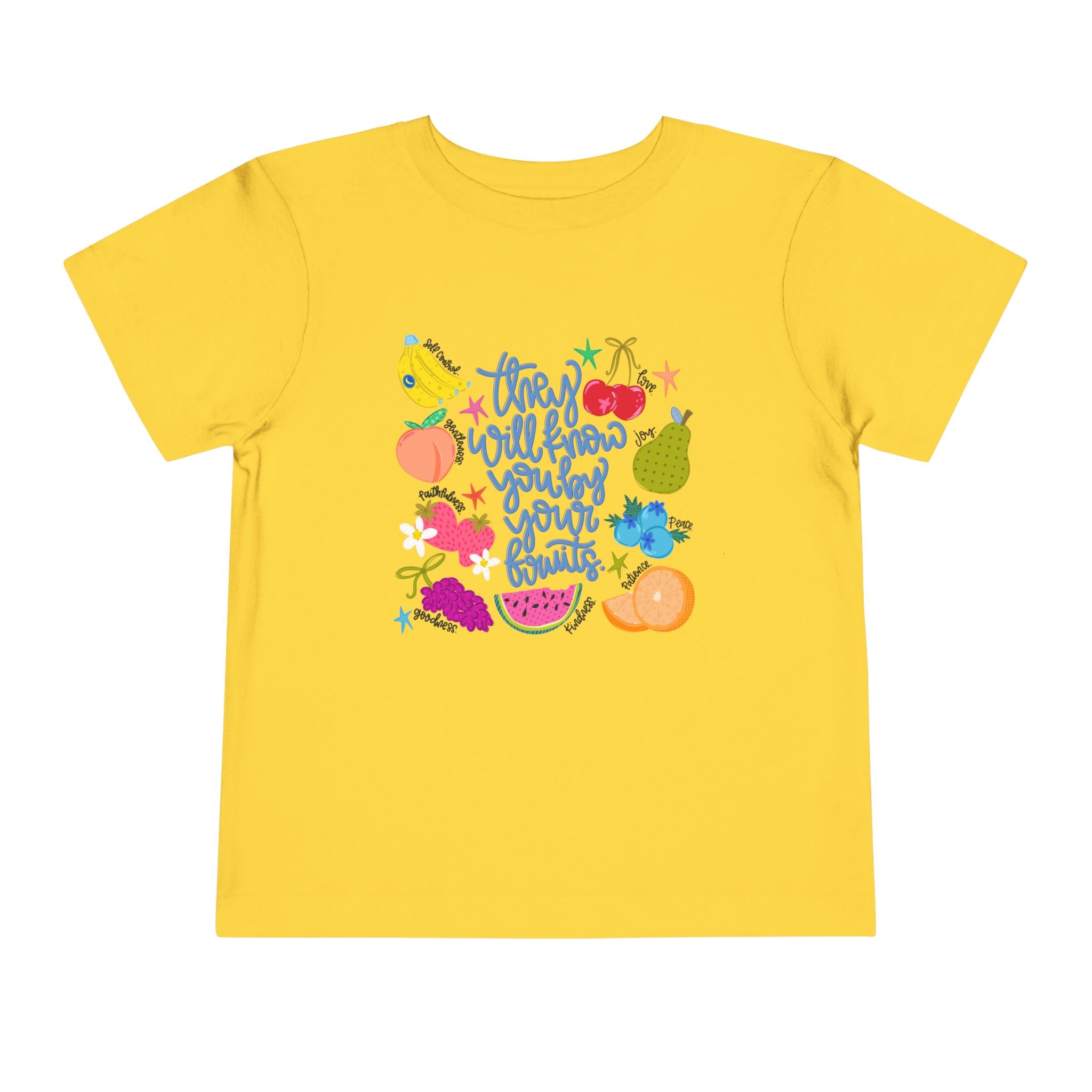 Toddler Tee - "They Will Know You by Your Fruits" Colorful Fruit Graphic