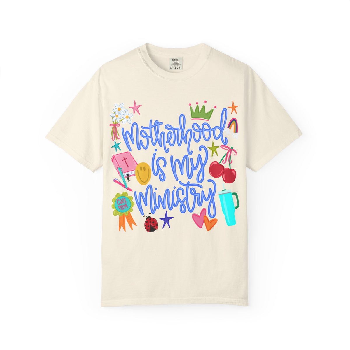 Motherhood Is My Ministry T-Shirt Blue Font