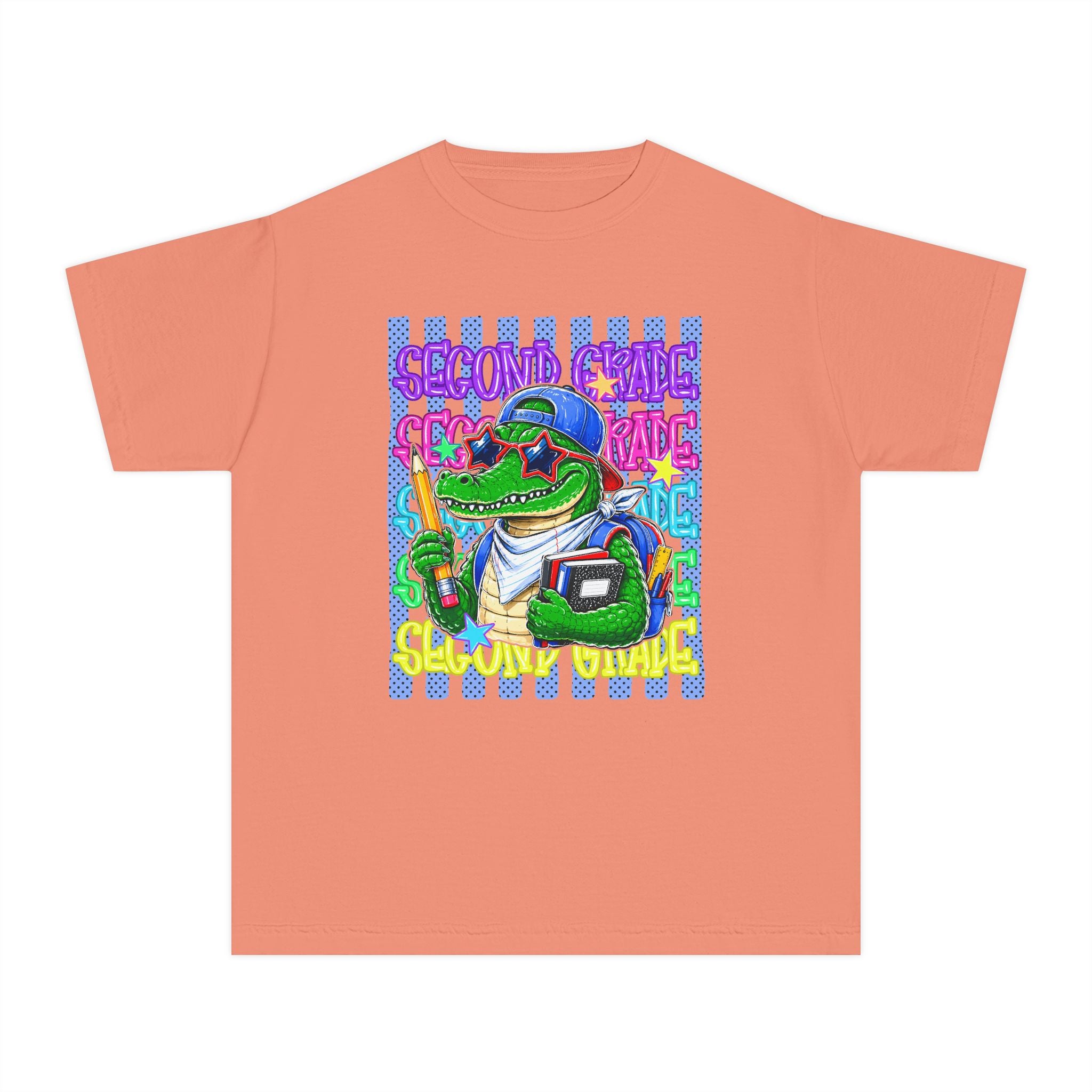 Youth Tee — Retro Alligator Graphic "Second Grade" Back-to-School Shirt