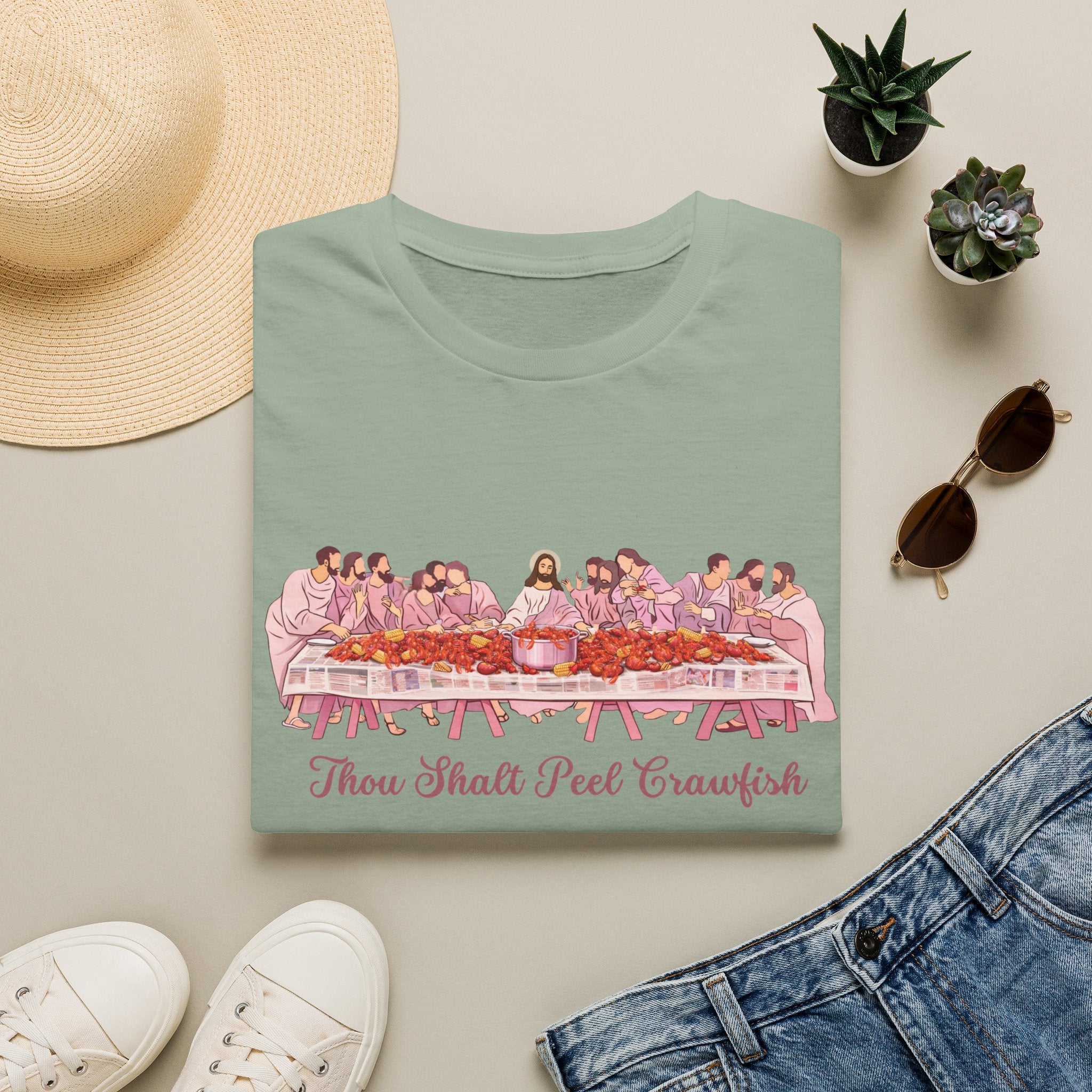 'Thou Shalt Peel Crawfish' Funny Seafood Feast Tee