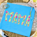 Mama Color-Block Tee — Vibrant Floral "MAMA" Graphic T-Shirt