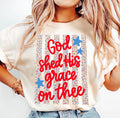 God Shed His Grace on Thee T-Shirt — Patriotic Floral Christian Tee