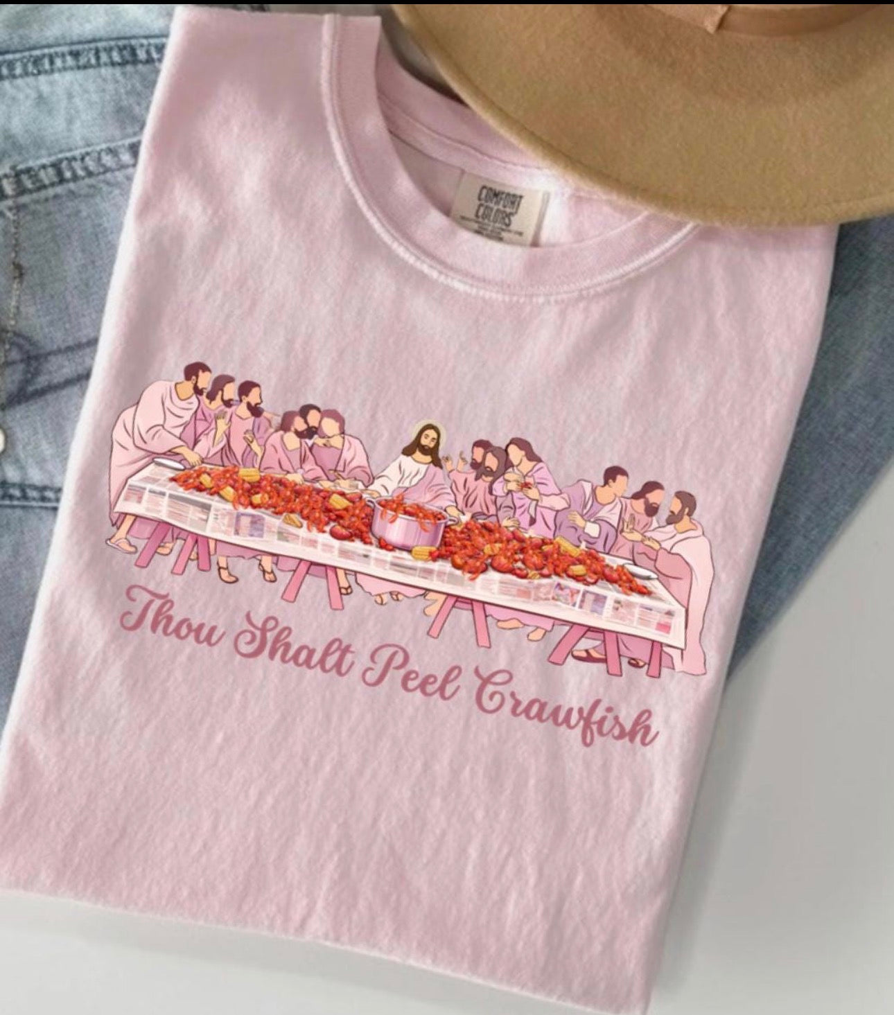 'Thou Shalt Peel Crawfish' Funny Seafood Feast Tee