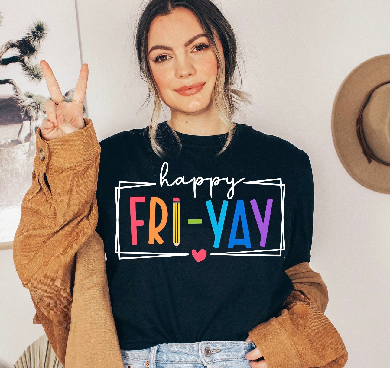 Happy Fri-Yay T-Shirt — Colorful Weekend Celebration Tee