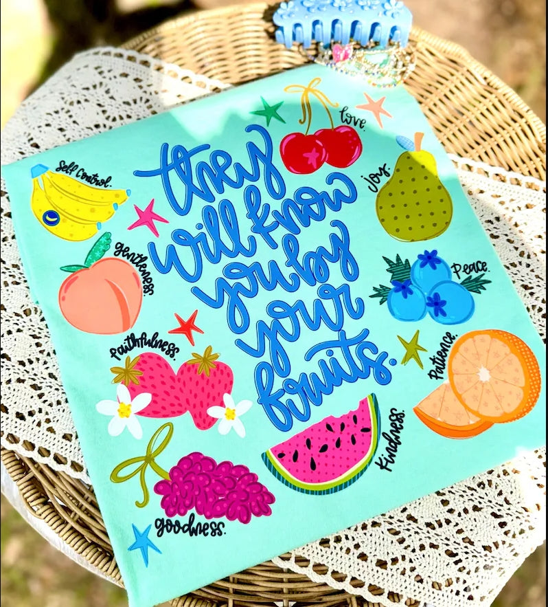 Toddler Tee - "They Will Know You by Your Fruits" Colorful Fruit Graphic