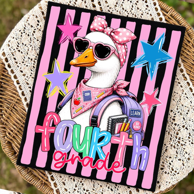 Fourth Grade Girl Duck Youth Tee — Cute Back-to-School Shirt for Girls