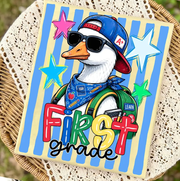 First Grade Boy Duck Youth Tee — Cute Back-to-School Kids Shirt