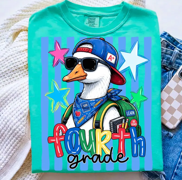 Fourth Grade Boy Duck Youth Tee — Back-to-School Cute Class Shirt