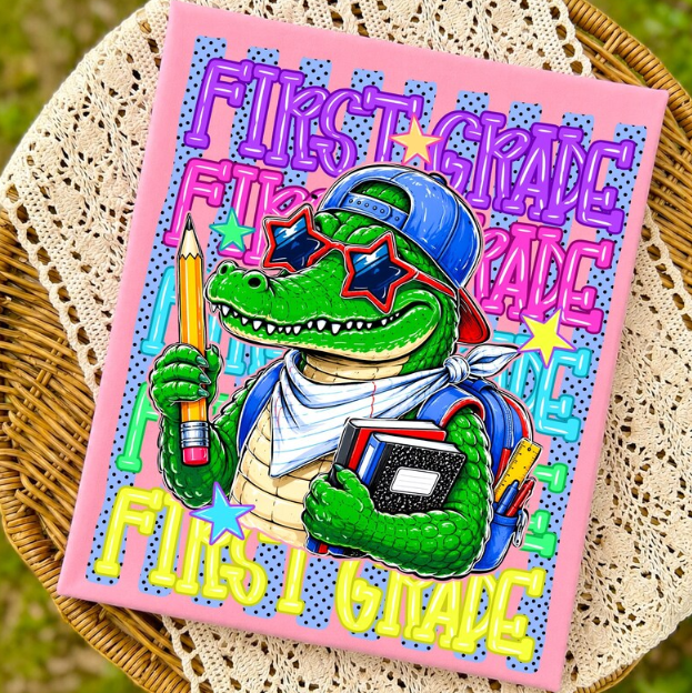 Youth Tee – Cool Crocodile ‘First Grade’ Back-to-School Graphic