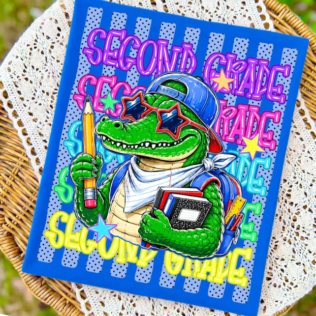 Youth Tee — Retro Alligator Graphic "Second Grade" Back-to-School Shirt