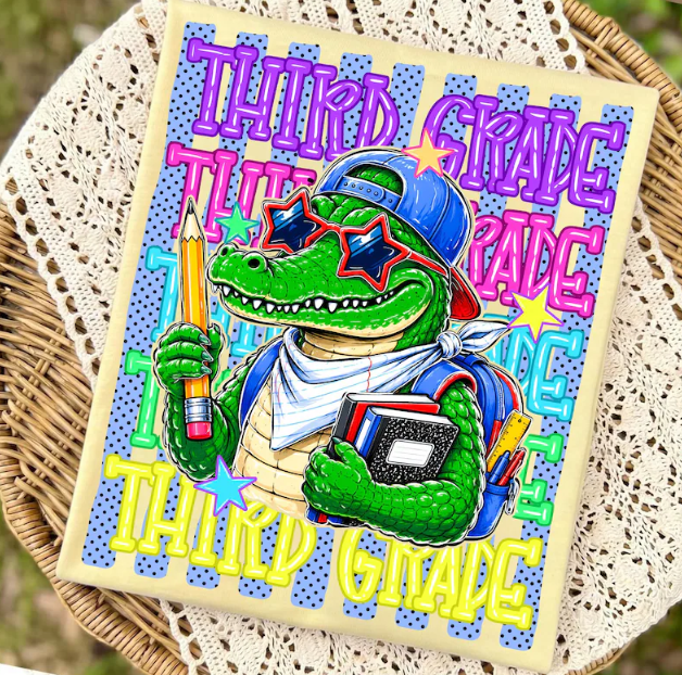 Youth Tee — Colorful 'Third Grade' School Gator Graphic