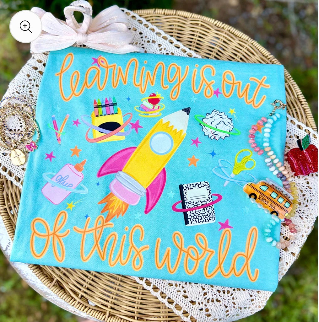 Youth Tee — "Learning Is Out of This World" Rocket Space Kids Shirt