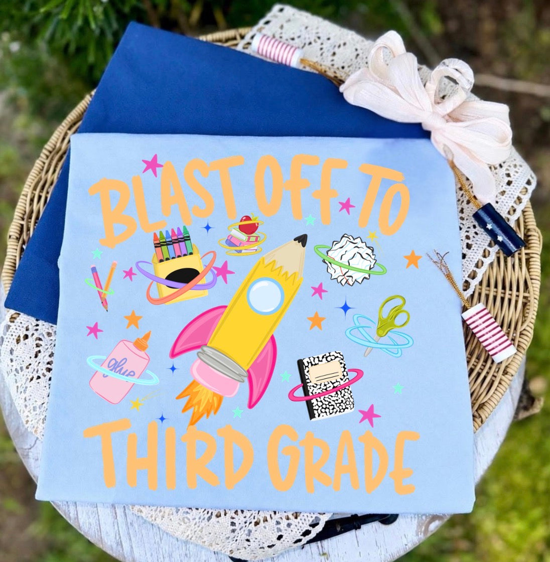 Blast Off to Third Grade Youth T-Shirt — Cute Rocket Back-to-School Tee for Kids