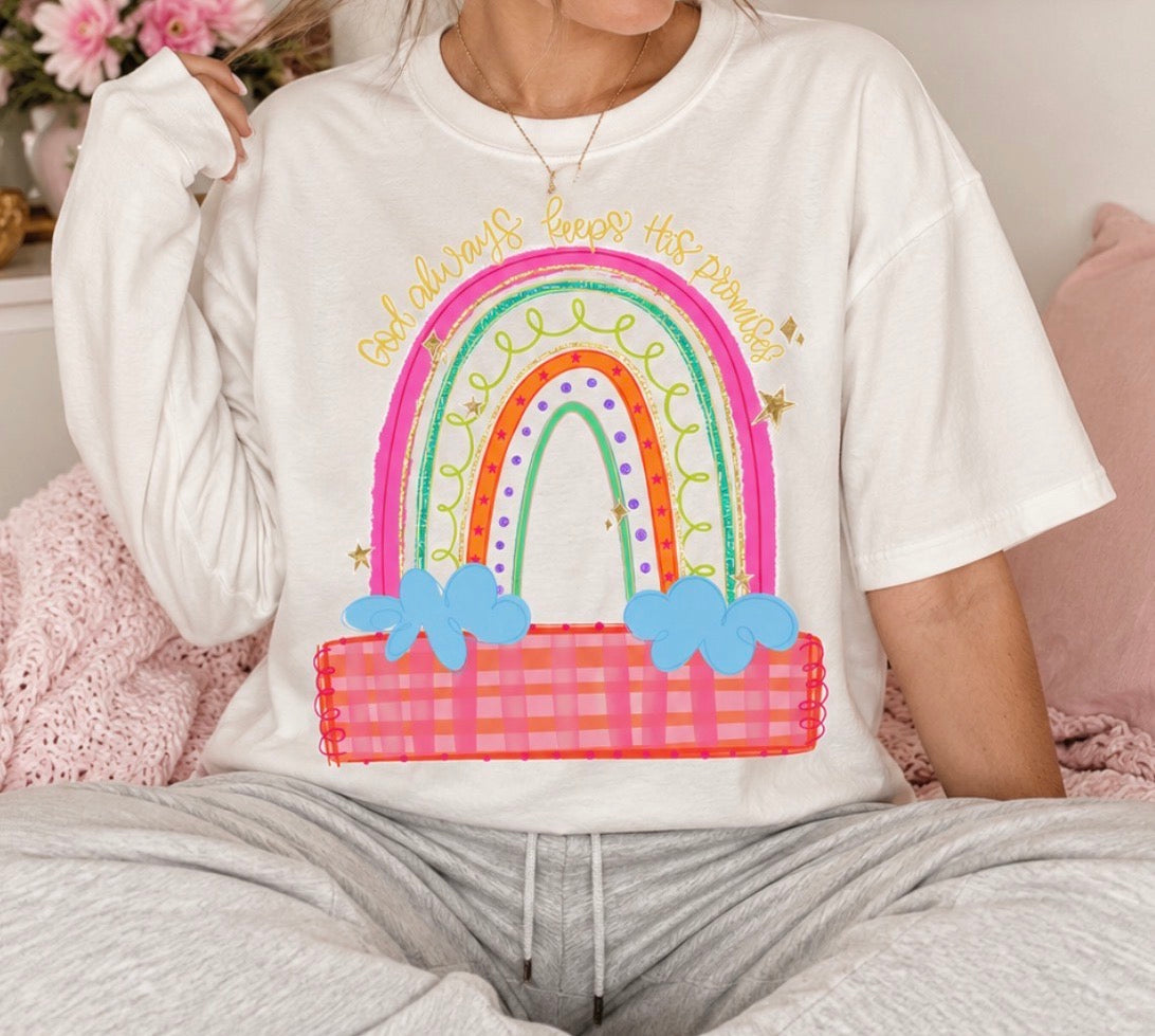 Toddler T-Shirt — Colorful Rainbow  God always keeps his promises