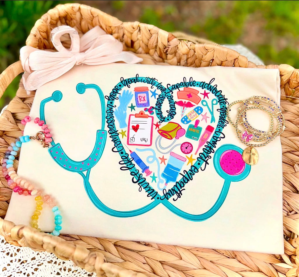 Nurse Heart Stethoscope T-Shirt — Cute Medical Gifts for Nurses & Healthcare Workers