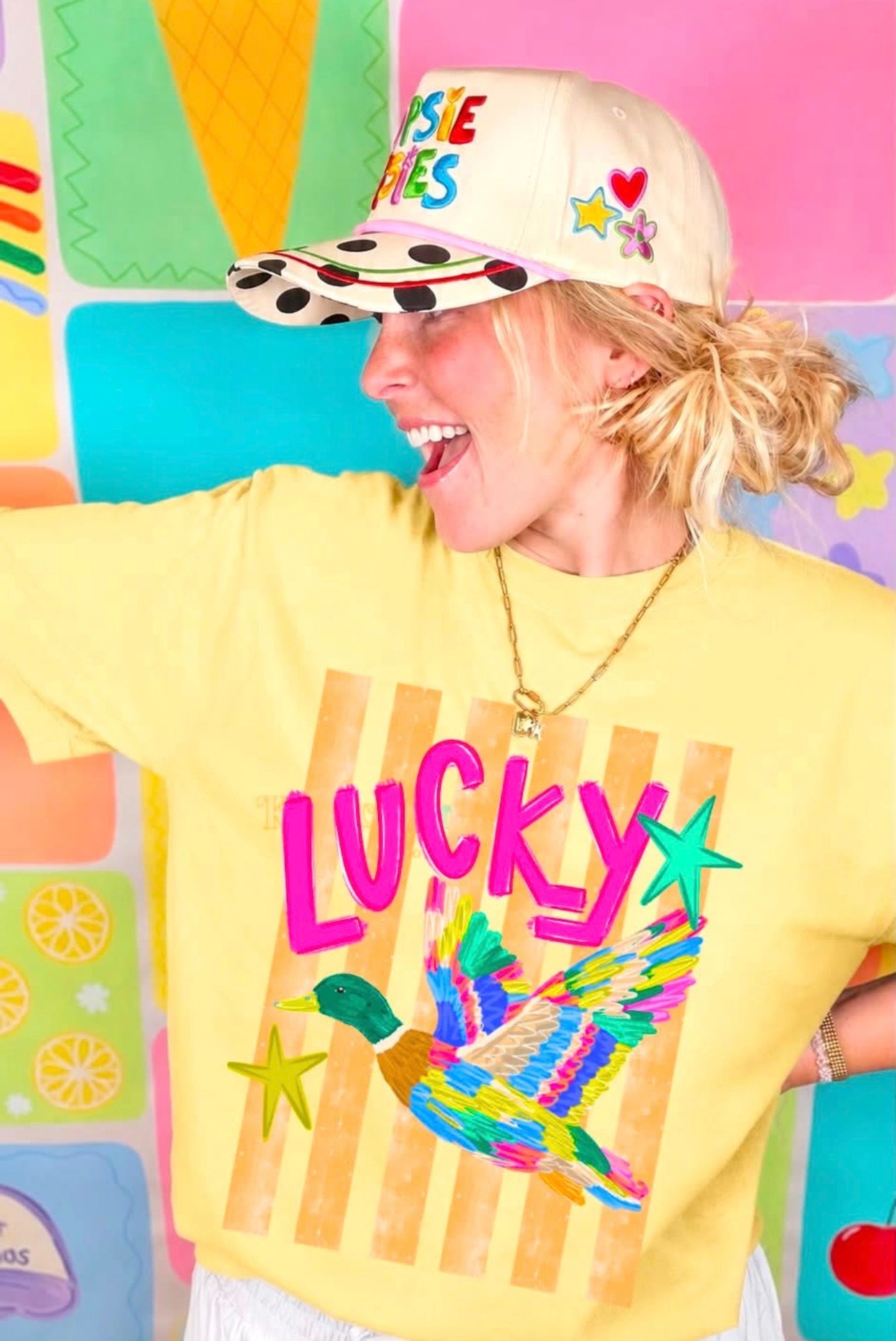 Lucky Duck T-Shirt — Colorful Retro Graphic Tee