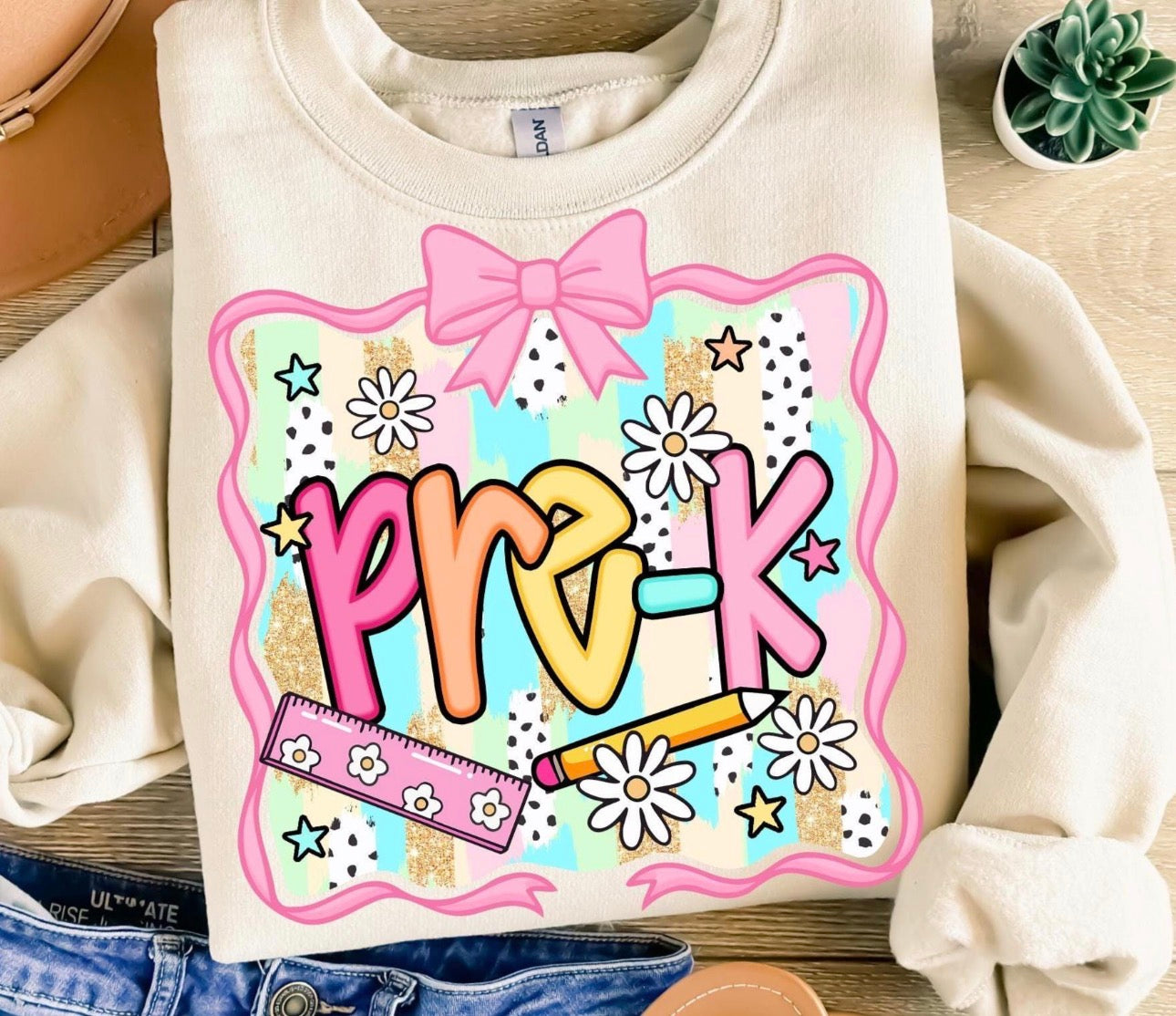 Kids Tee — Colorful 'Pre-K' Floral Design