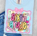 Sixth Grade Kids T‑Shirt — Colorful Back-to-School Tee for Girls