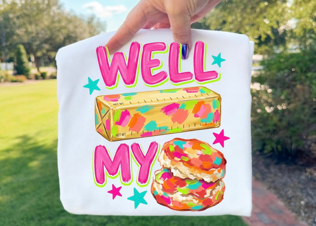 Kids Tee — "Well Butter My Biscuit" Colorful Graphic
