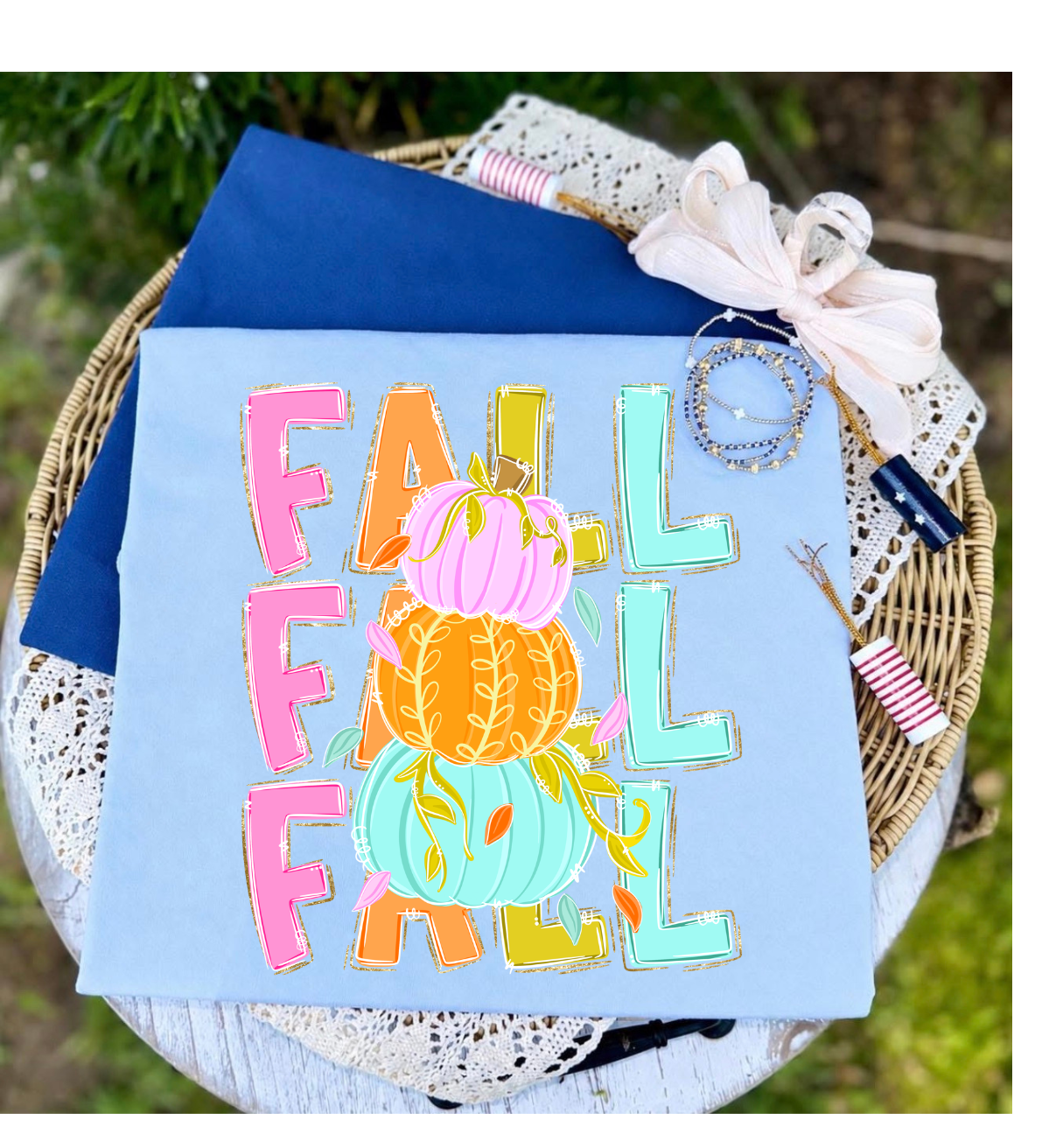 Fall Stack Pumpkin T-Shirt — Colorful Autumn Graphic Tee