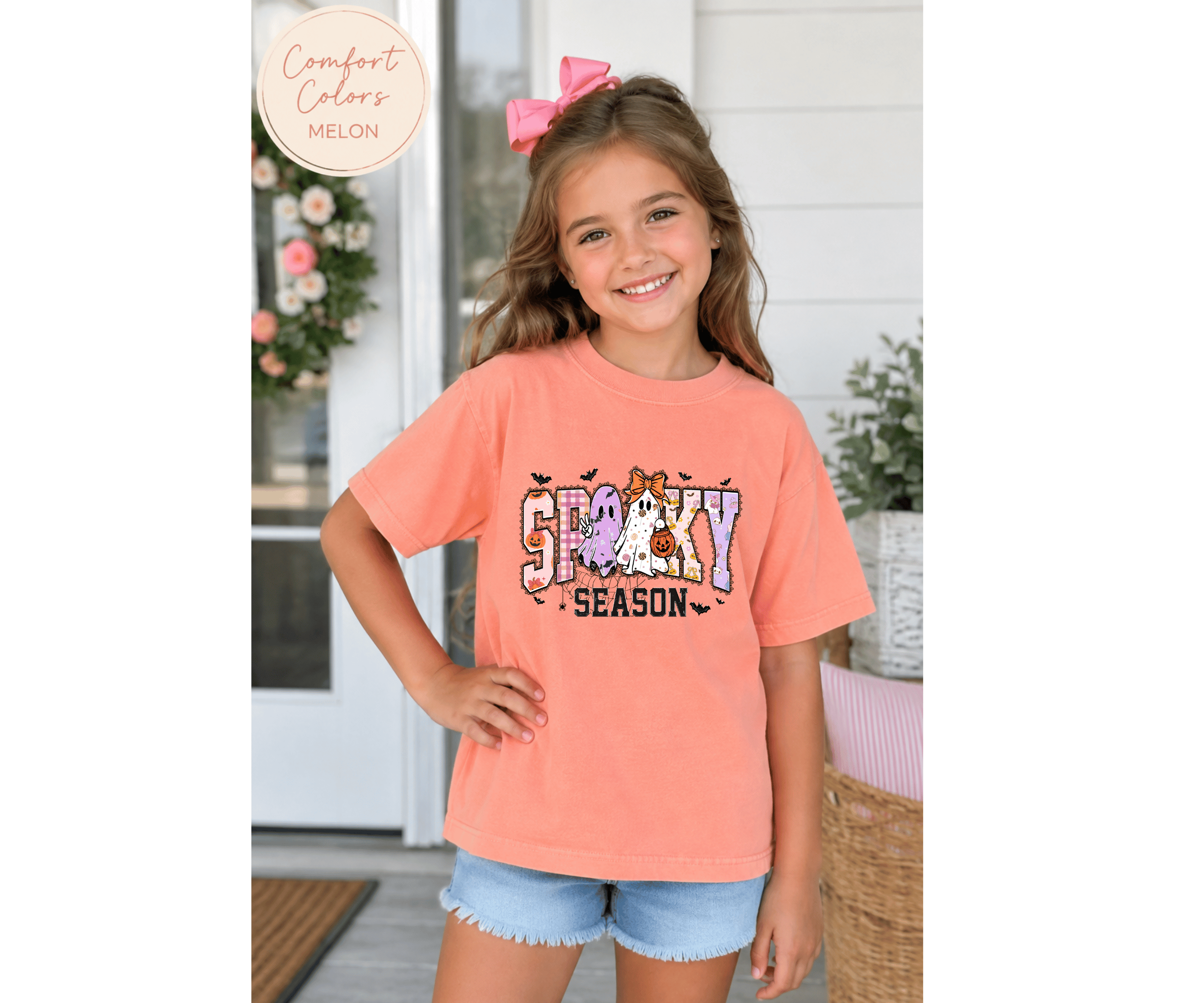 Kids Spooky Season Cute Ghost & Pumpkin Shirt