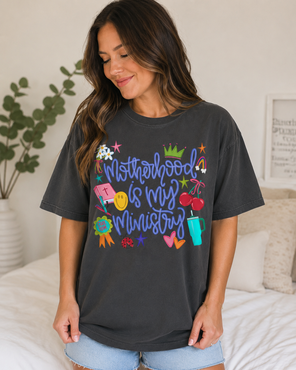 Motherhood Is My Ministry T-Shirt Blue Font