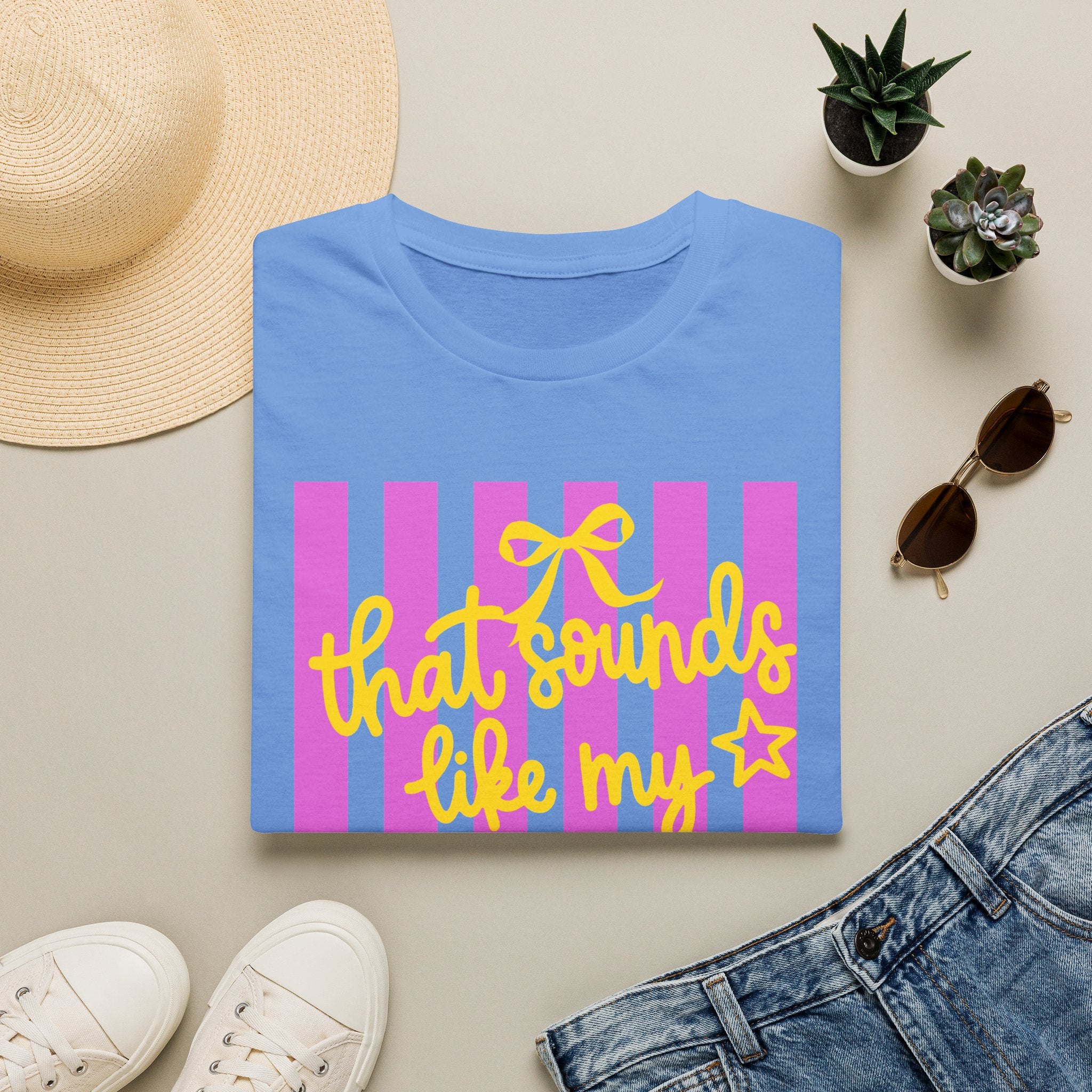 “That Sounds Like My Husband’s Ex-Girlfriend” Pink Stripe Graphic Tee
