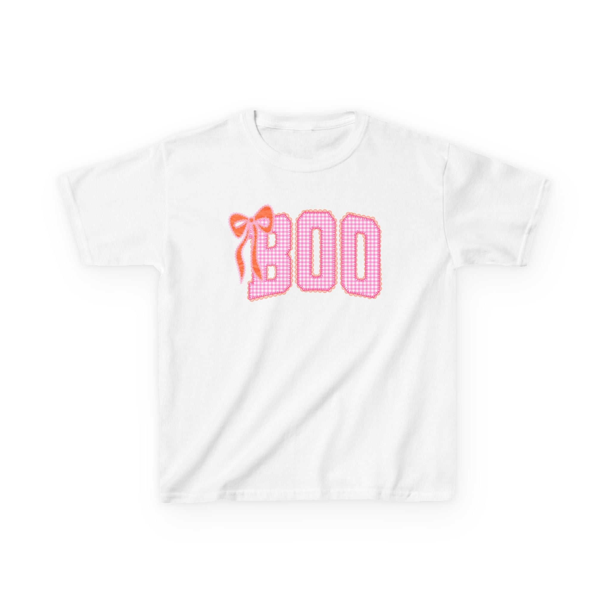 Kids Tee - Pink "BOO" Halloween Graphic with Bow