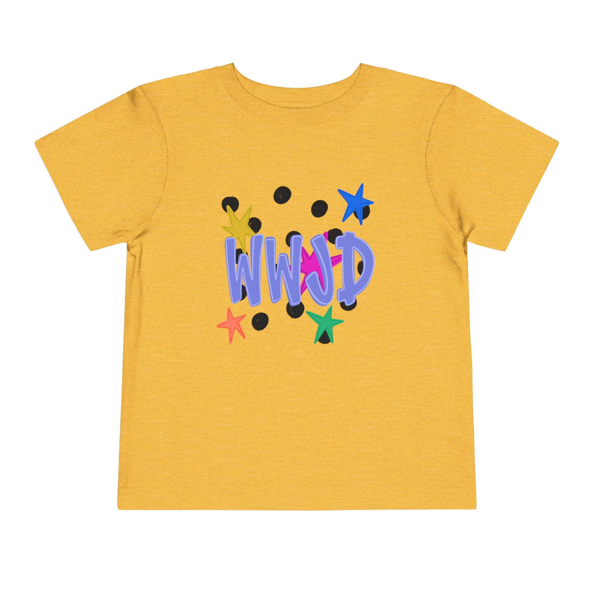 Toddler Tee — Colorful 'WWJD' Stars Graphic Kids Shirt