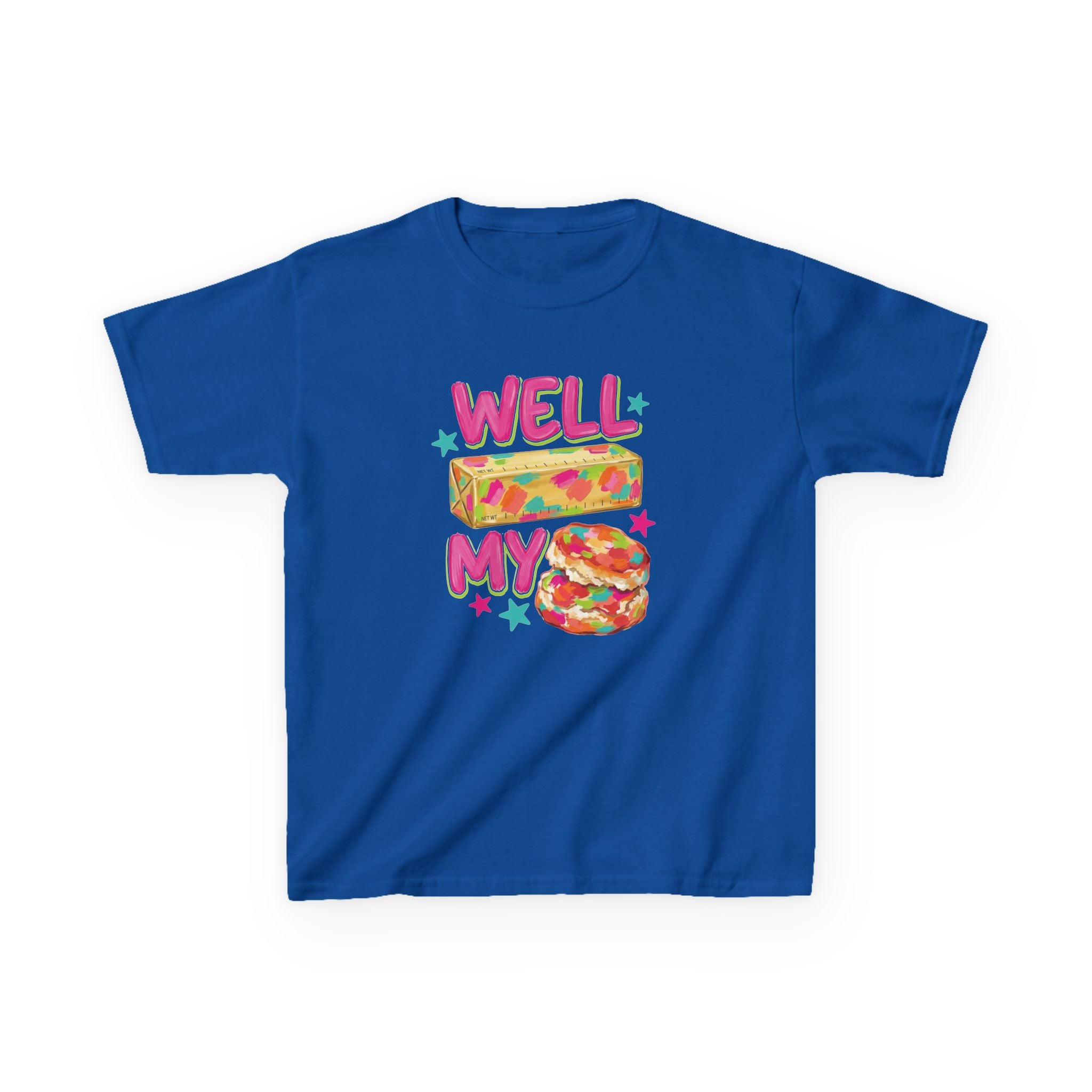 Kids Tee — "Well Butter My Biscuit" Colorful Graphic
