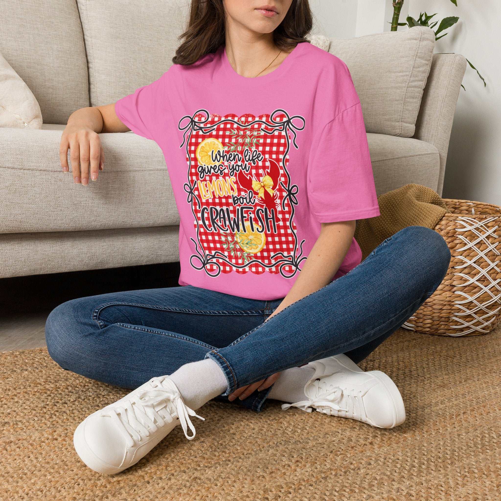 T-Shirt — "When Life Gives You Lemons Add Crawfish" Retro Picnic Graphic Tee