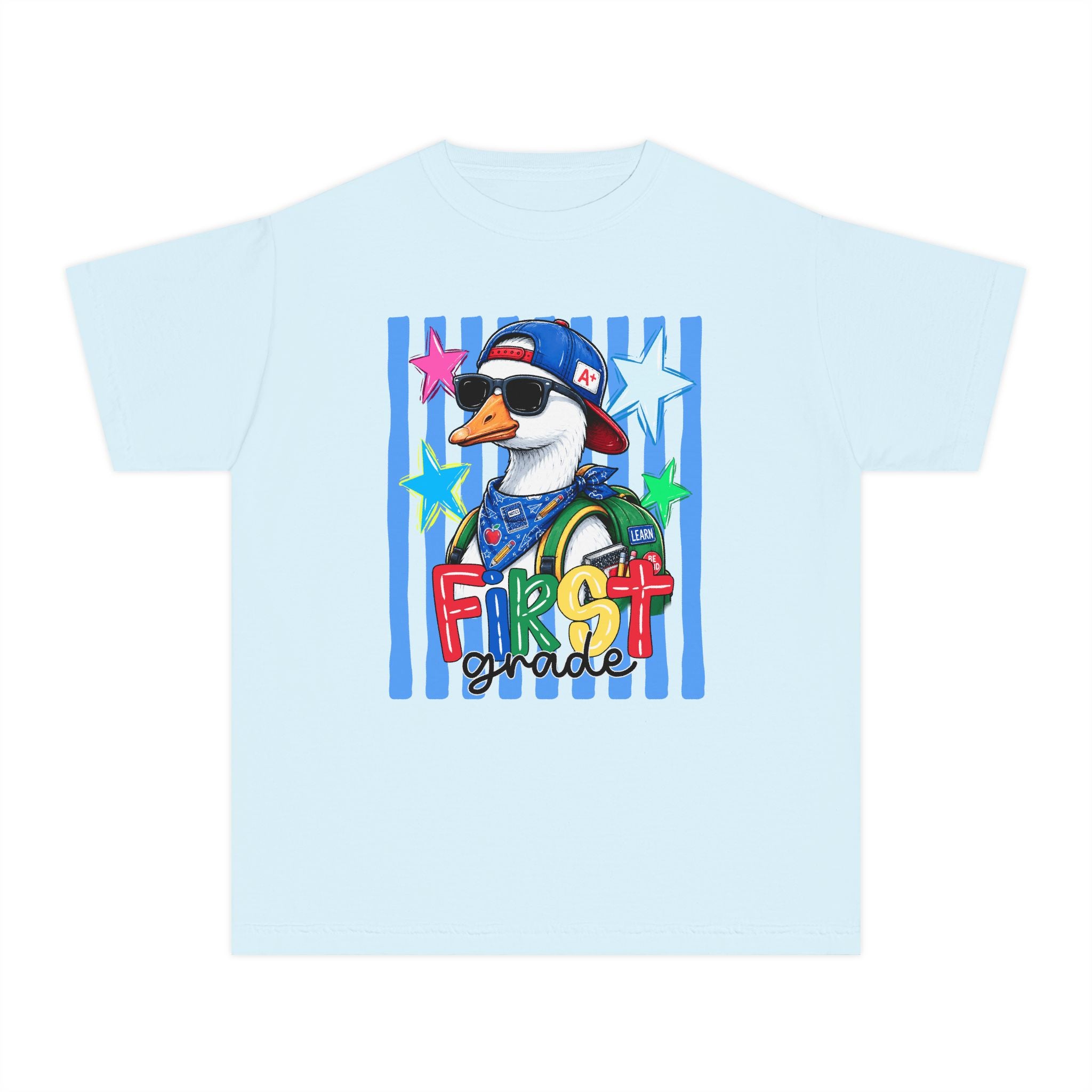 First Grade Boy Duck Youth Tee — Cute Back-to-School Kids Shirt