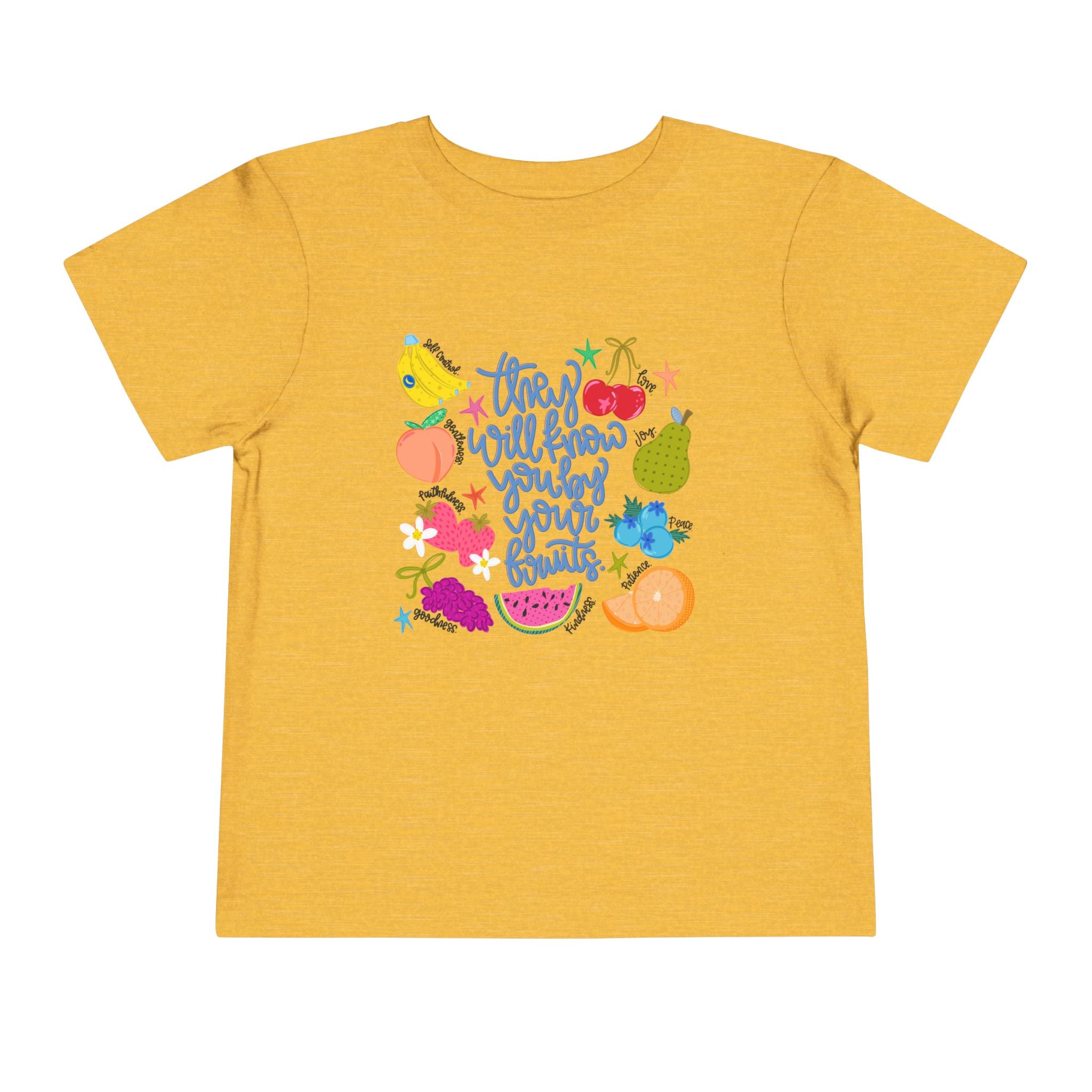 Toddler Tee - "They Will Know You by Your Fruits" Colorful Fruit Graphic
