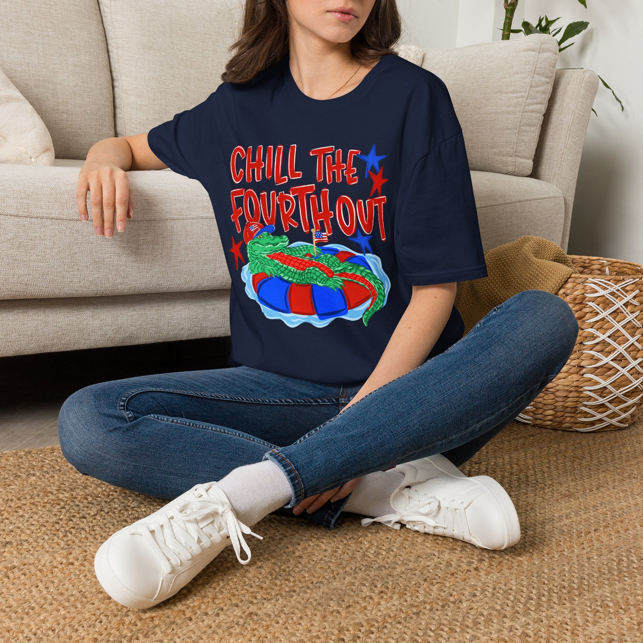 T-Shirt — “Chill the Fourth Out” Patriotic Alligator July 4th Tee