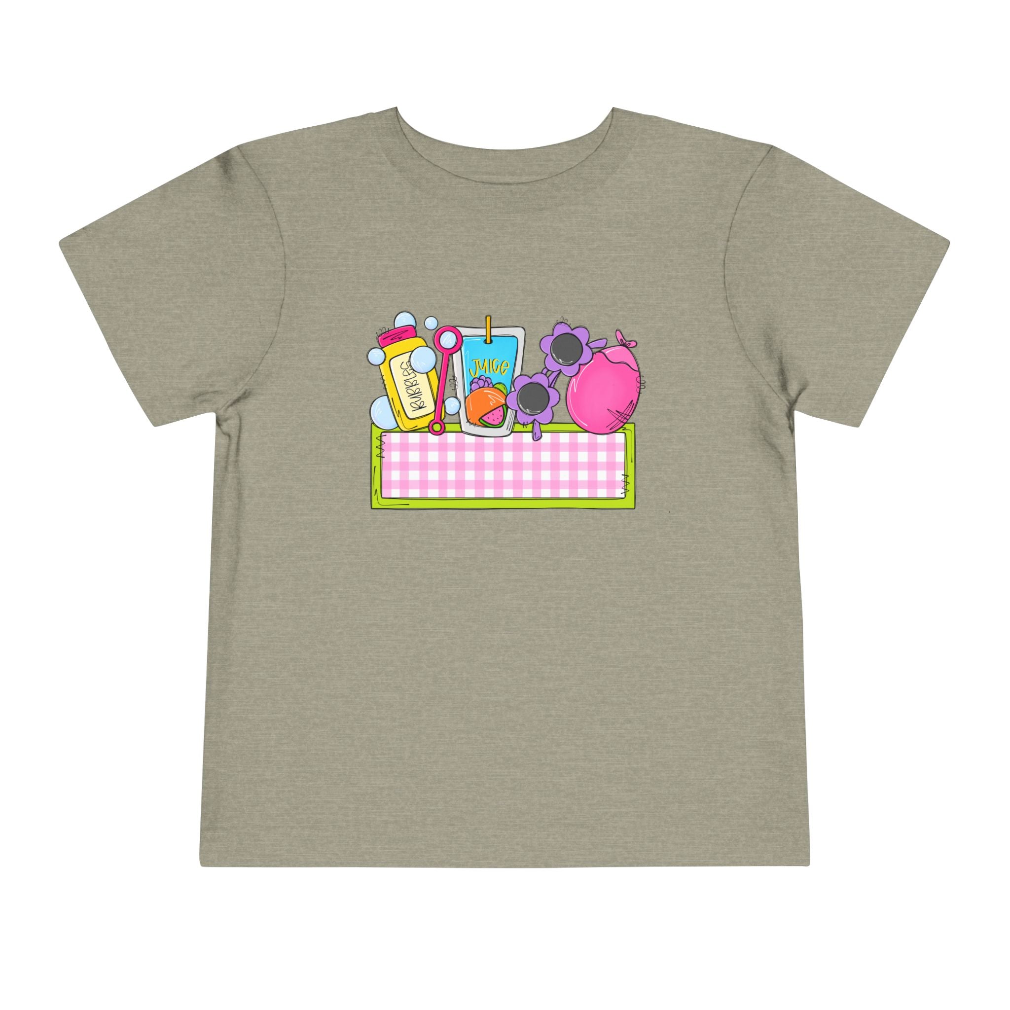 Toddler Tee — Pink Pig & Snacks Name-Plate Graphic