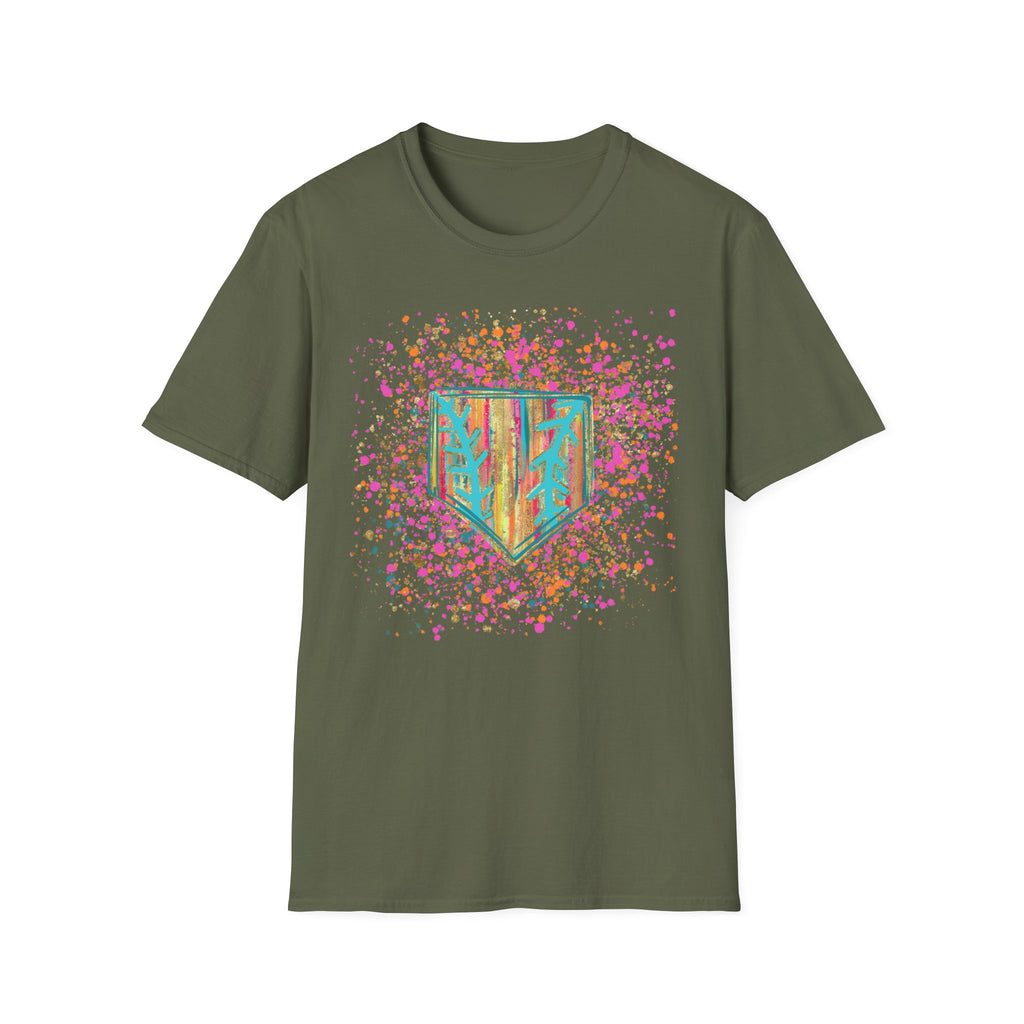 Colorful Floral Shield T-Shirt — Boho Painted Crest Graphic Tee